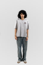 Can't Live In/Without Dhaka Embroidered- 上質 Japanese Grade - Light Ash Grey Drop Shoulder T-Shirt For Men