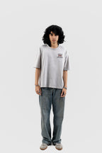 Can't Live In/Without Dhaka Embroidered- 上質 Japanese Grade - Light Ash Grey Drop Shoulder T-Shirt For Men