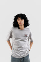 Can't Live In/Without Dhaka Embroidered- 上質 Japanese Grade - Light Ash Grey Drop Shoulder T-Shirt For Men
