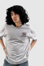 Can't Live In/Without Dhaka Embroidered- 上質 Japanese Grade - Light Ash Grey Drop Shoulder T-Shirt For Men