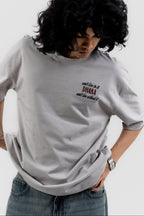 Can't Live In/Without Dhaka Embroidered- 上質 Japanese Grade - Light Ash Grey Drop Shoulder T-Shirt For Men