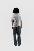 Can't Live In/Without Dhaka Embroidered- 上質 Japanese Grade - Light Ash Grey Drop Shoulder T-Shirt For Men