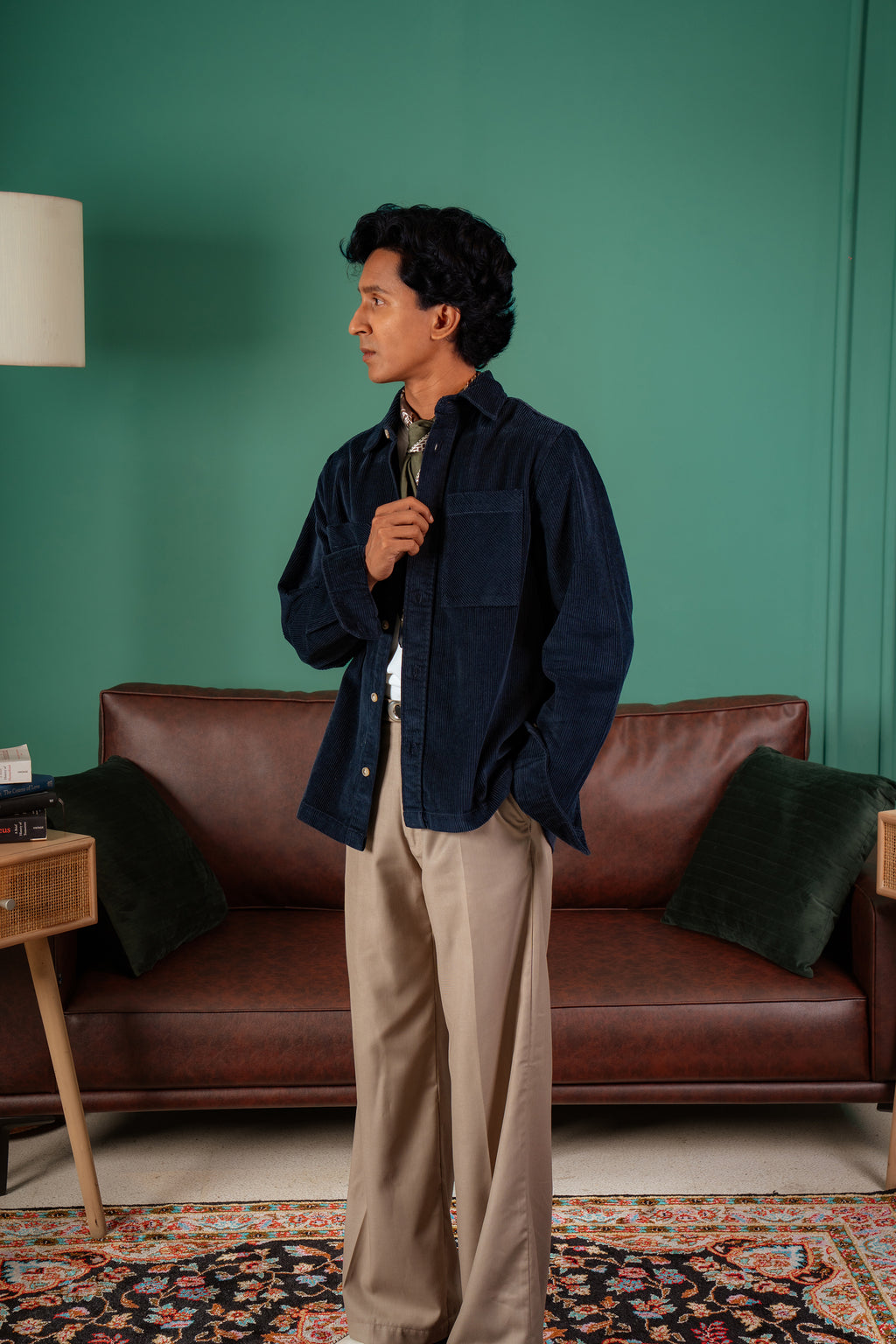 Shacket Corduroy Overshirt - Navy - Dual Pocket - Unisex