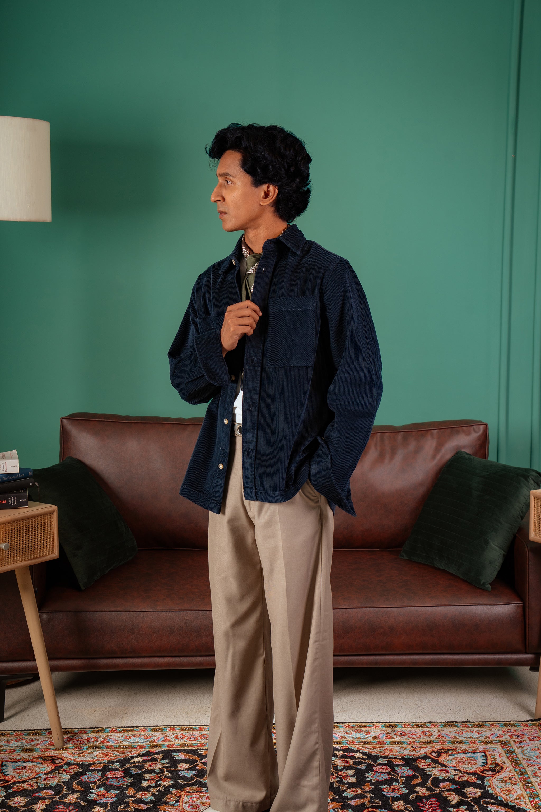 Shacket Corduroy Overshirt - Navy - Dual Pocket - Unisex