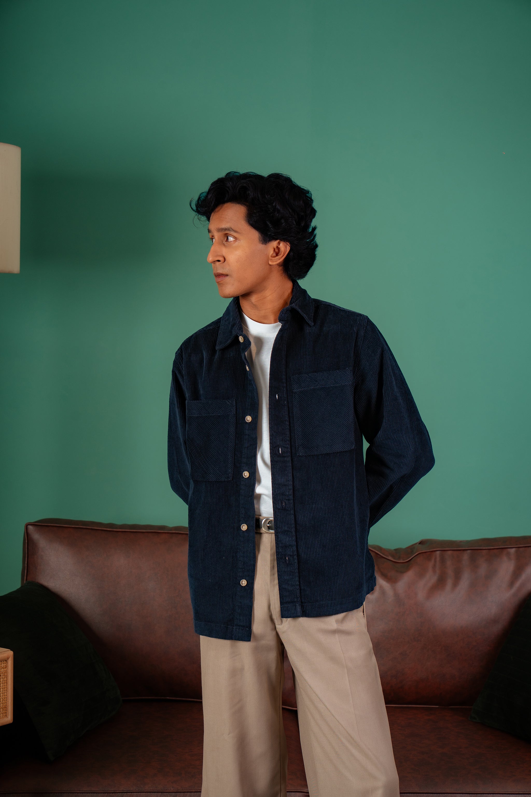 Shacket Corduroy Overshirt - Navy - Dual Pocket - Unisex