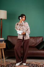 Beige Printed Shirt - Dual Pocket - Unisex