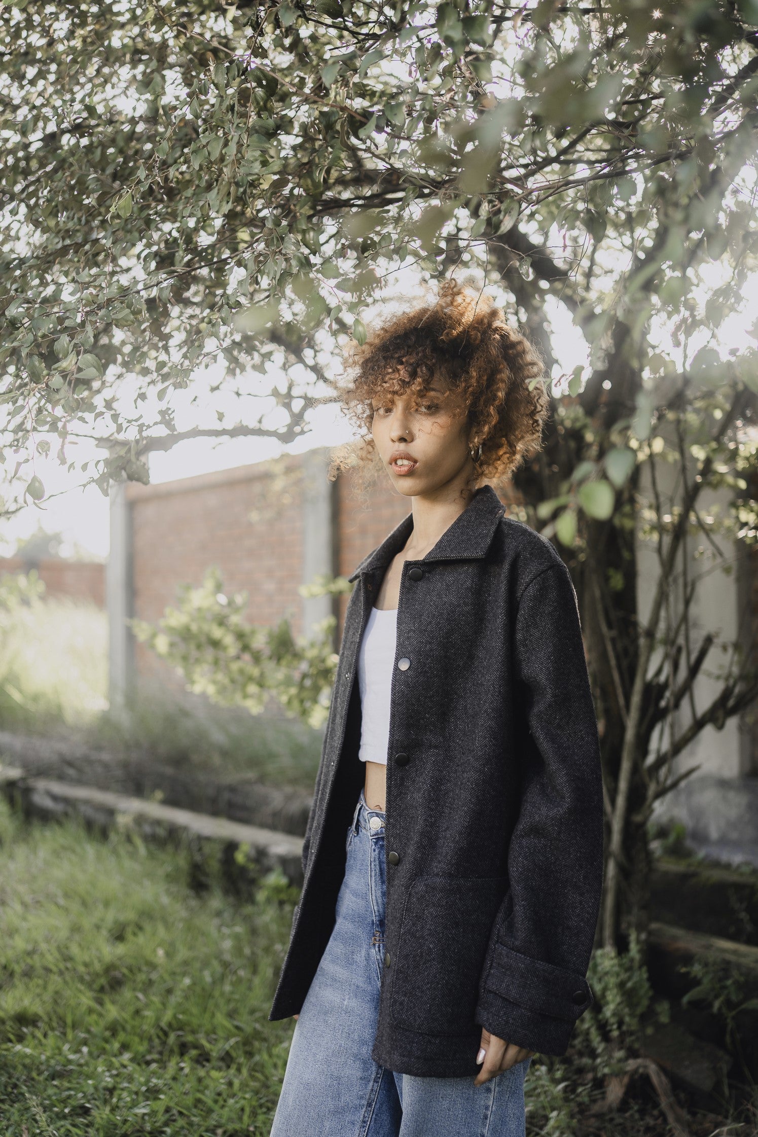 Kieran Coat Deluxe - Dark Grey Herringbone - Unisex