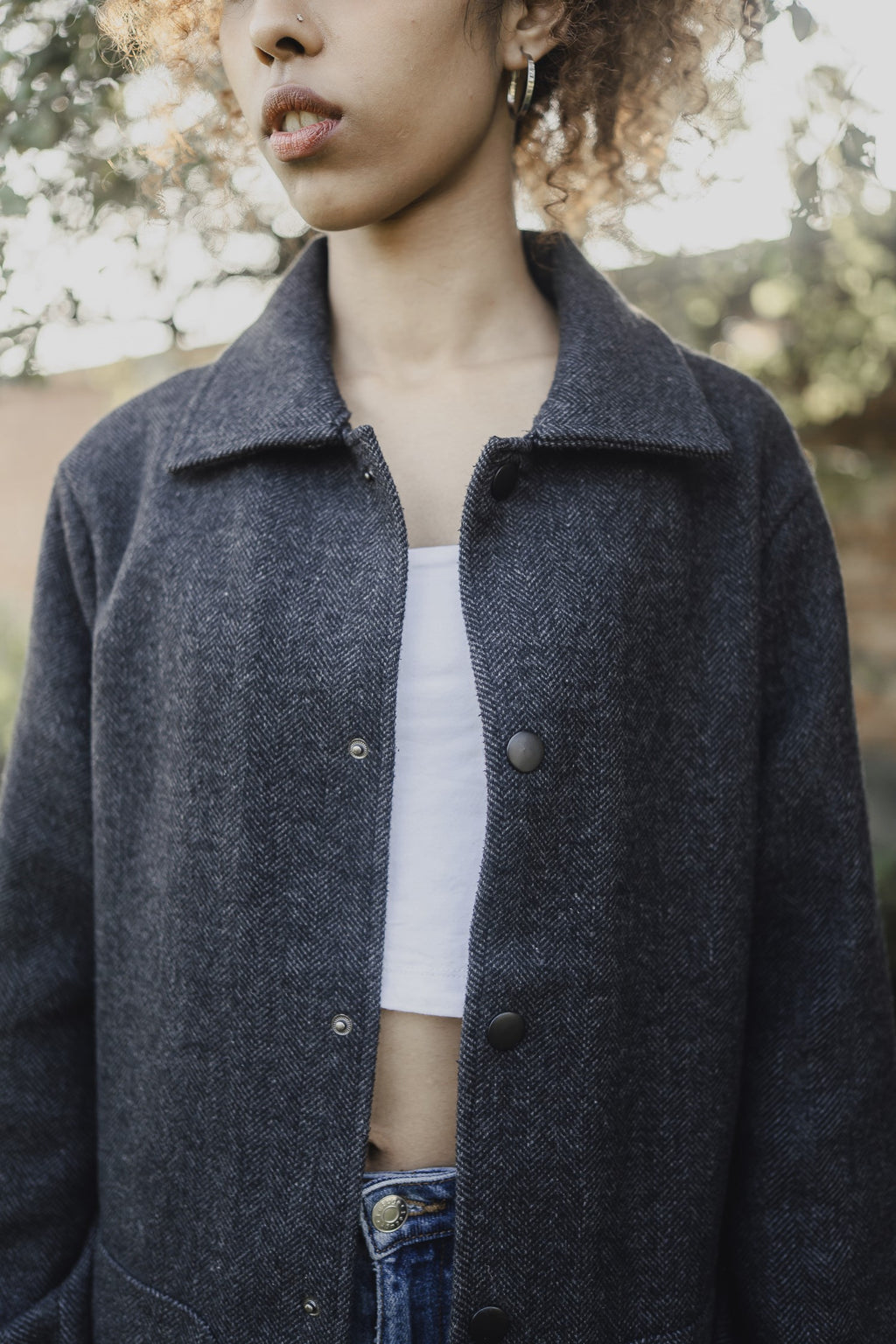 Kieran Coat Deluxe - Dark Grey Herringbone - Unisex