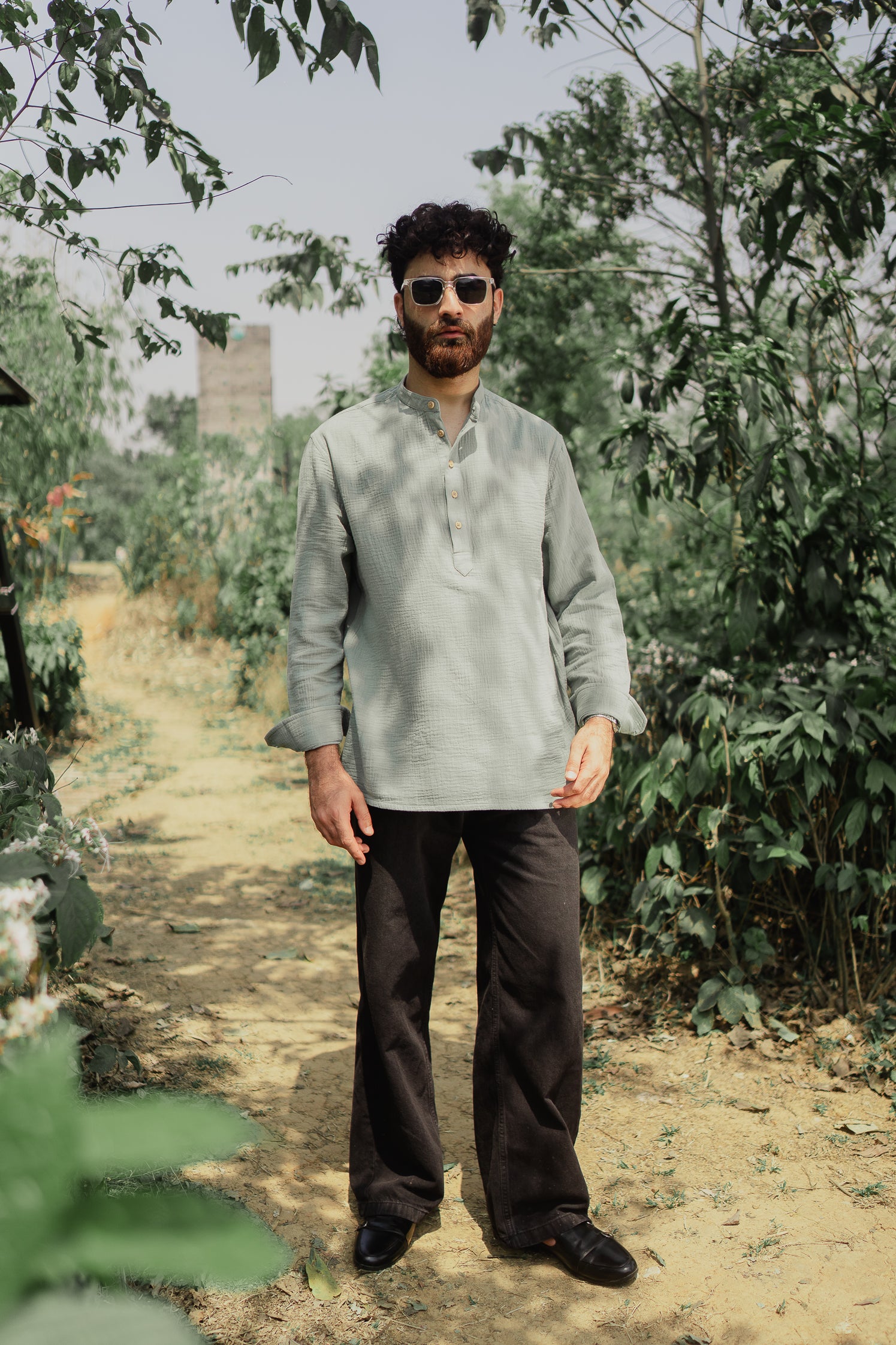 Waffle Henley - Katua - For Men - Sage Green