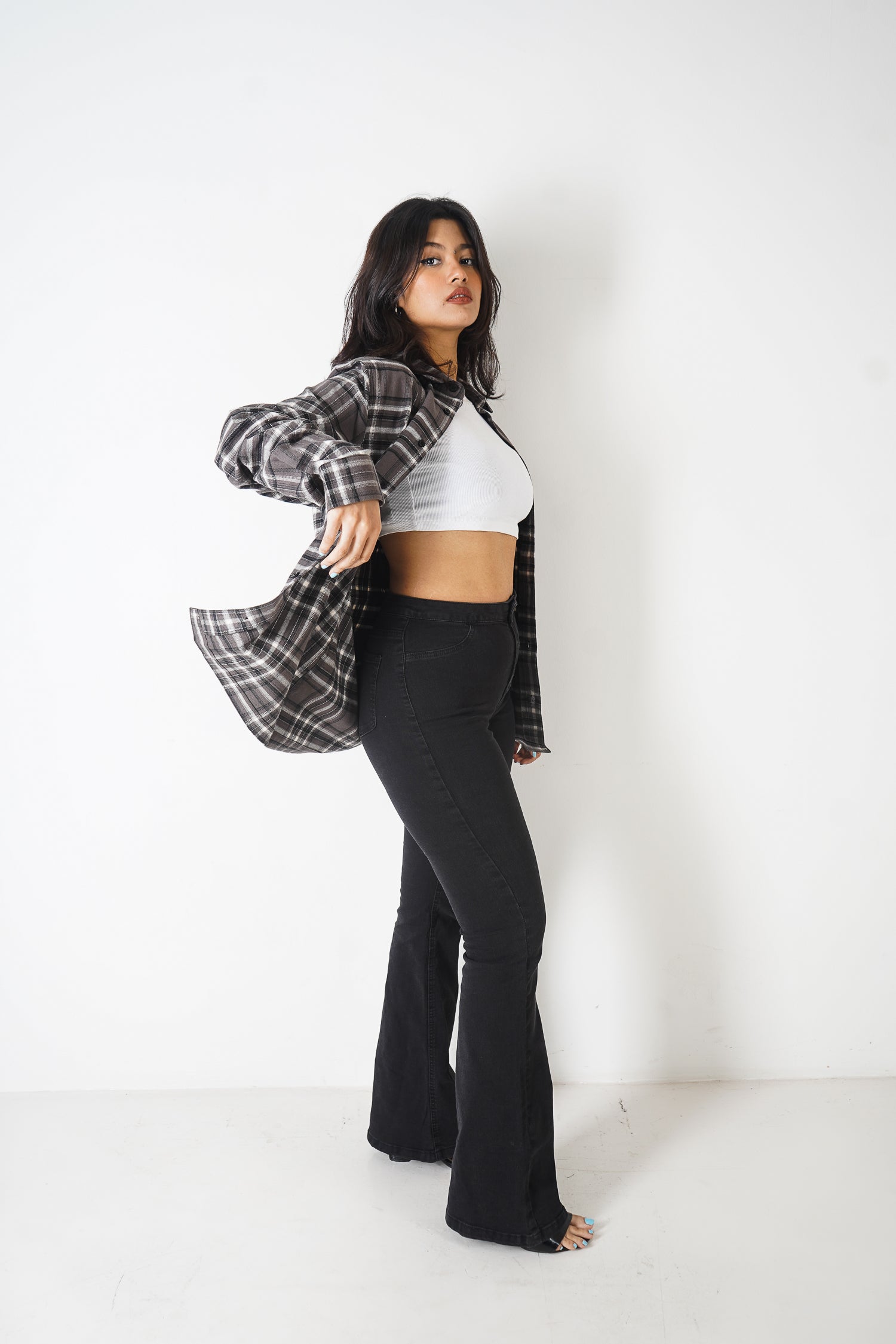 Flannel Shirt - Unisex - Dark Ash & Black White