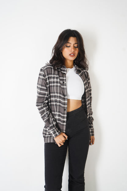 Flannel Shirt - Unisex - Dark Ash & Black White