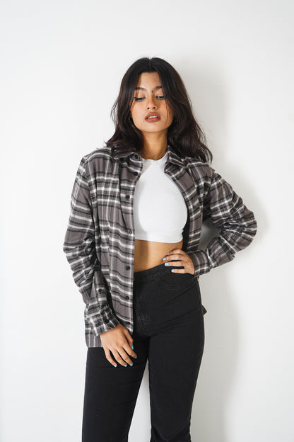 Flannel Shirt - Unisex - Dark Ash & Black White