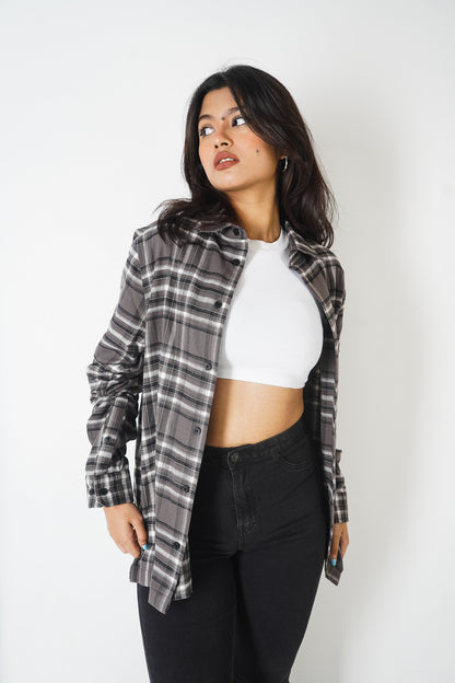 Flannel Shirt - Unisex - Dark Ash & Black White