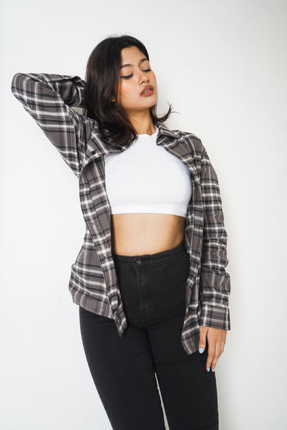 Flannel Shirt - Unisex - Dark Ash & Black White