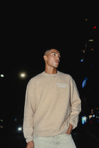Lightweight Stockholm Beige - FWP Scandi Academy Crew Knit Sweater For Men