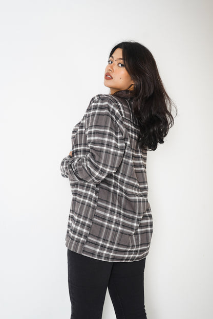 Flannel Shirt - Unisex - Dark Ash & Black White