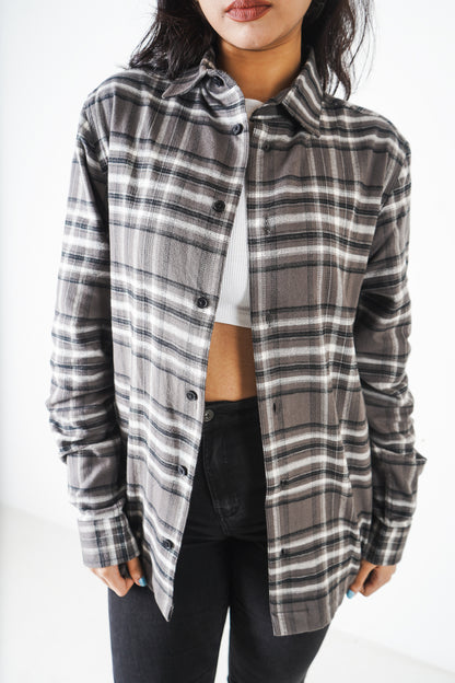 Flannel Shirt - Unisex - Dark Ash & Black White