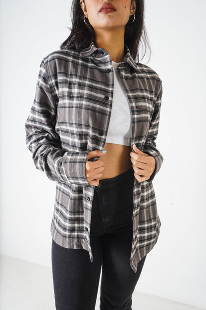 Flannel Shirt - Unisex - Dark Ash & Black White