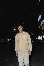 Lightweight Stockholm Beige - FWP Scandi Academy Crew Knit Sweater For Men