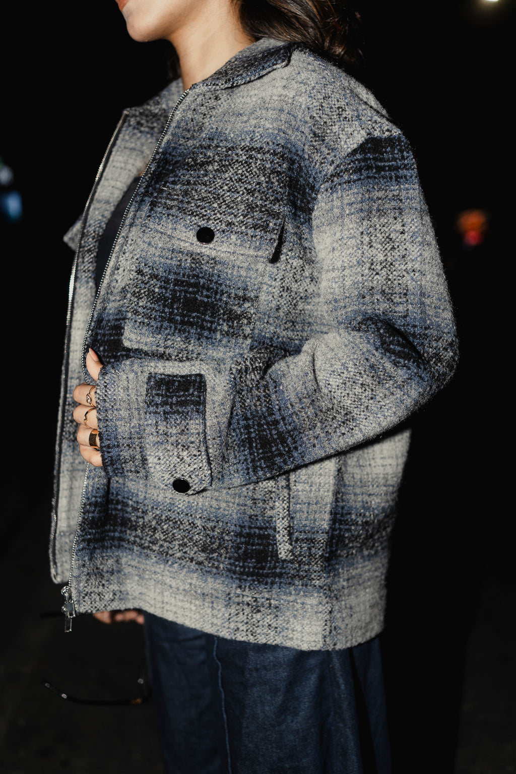 Reykjavík - Weave Textured Jacket For Unisex- Blue