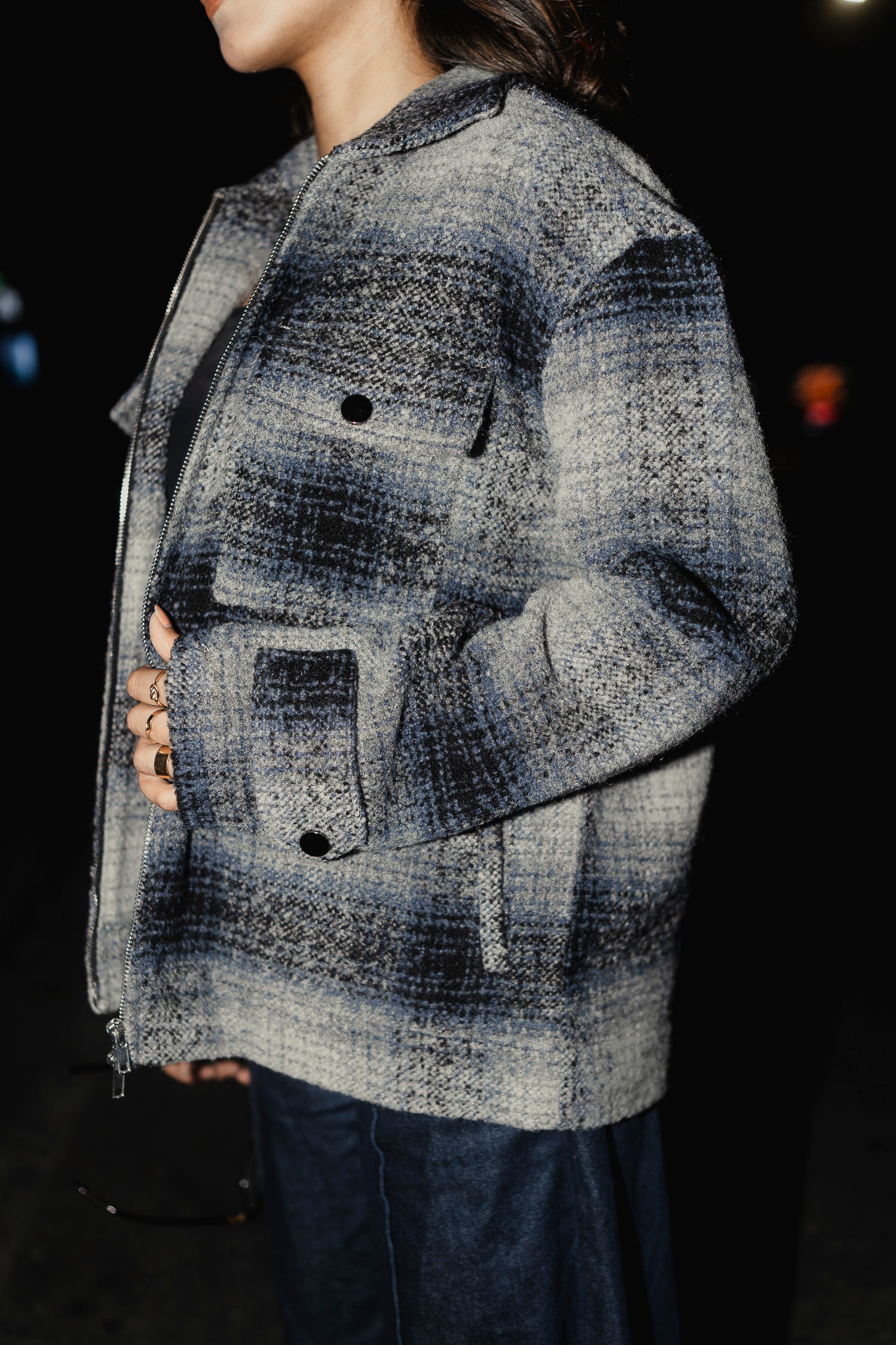 Reykjavík - Weave Textured Jacket For Unisex- Blue