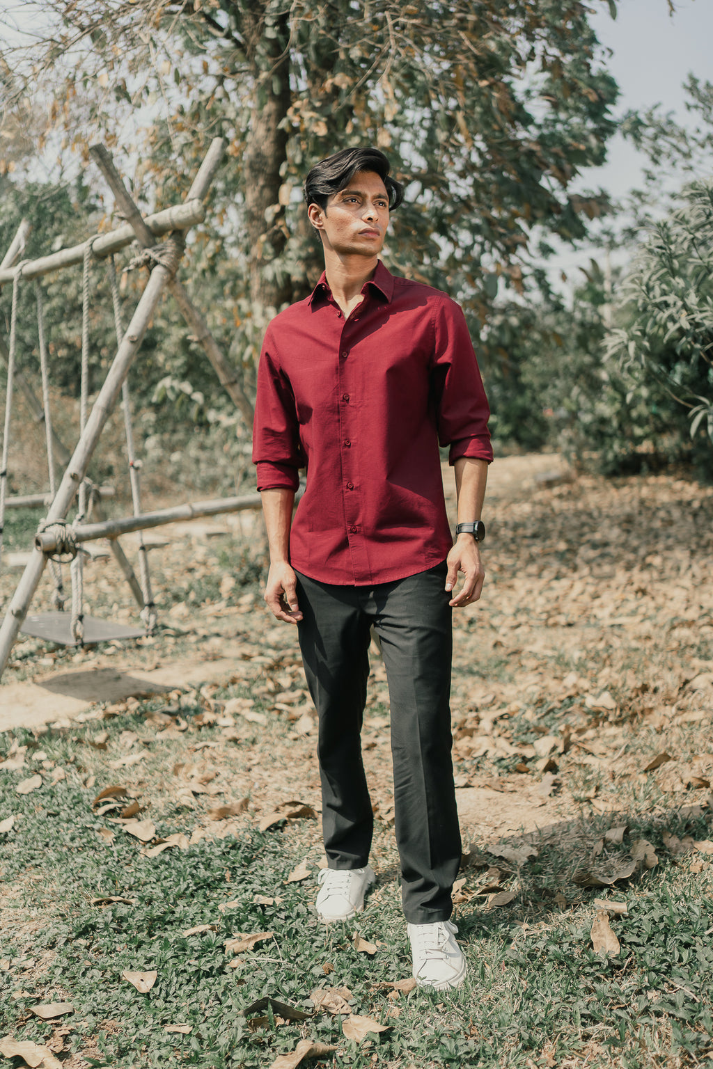 পুরুষদের জন্য অক্সফোর্ড শার্ট - মেরুন 