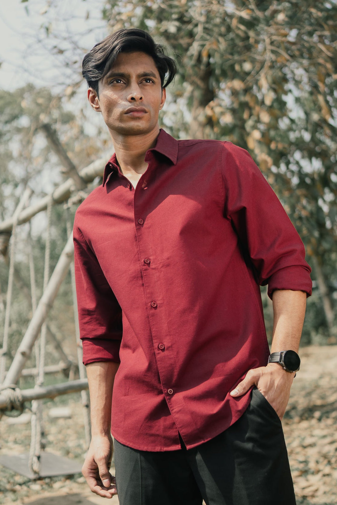 Oxford Shirt for Men - Maroon