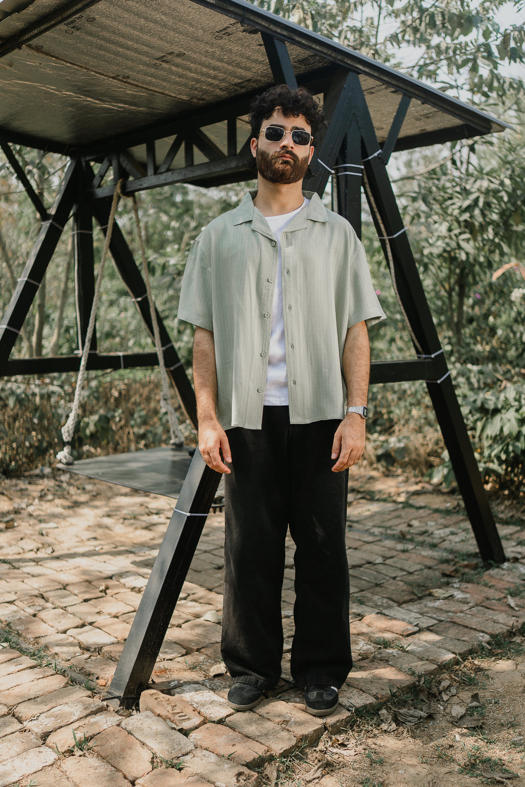 Revere Cuba - Sage Jacquard Cuba - Revere Shirt For Men
