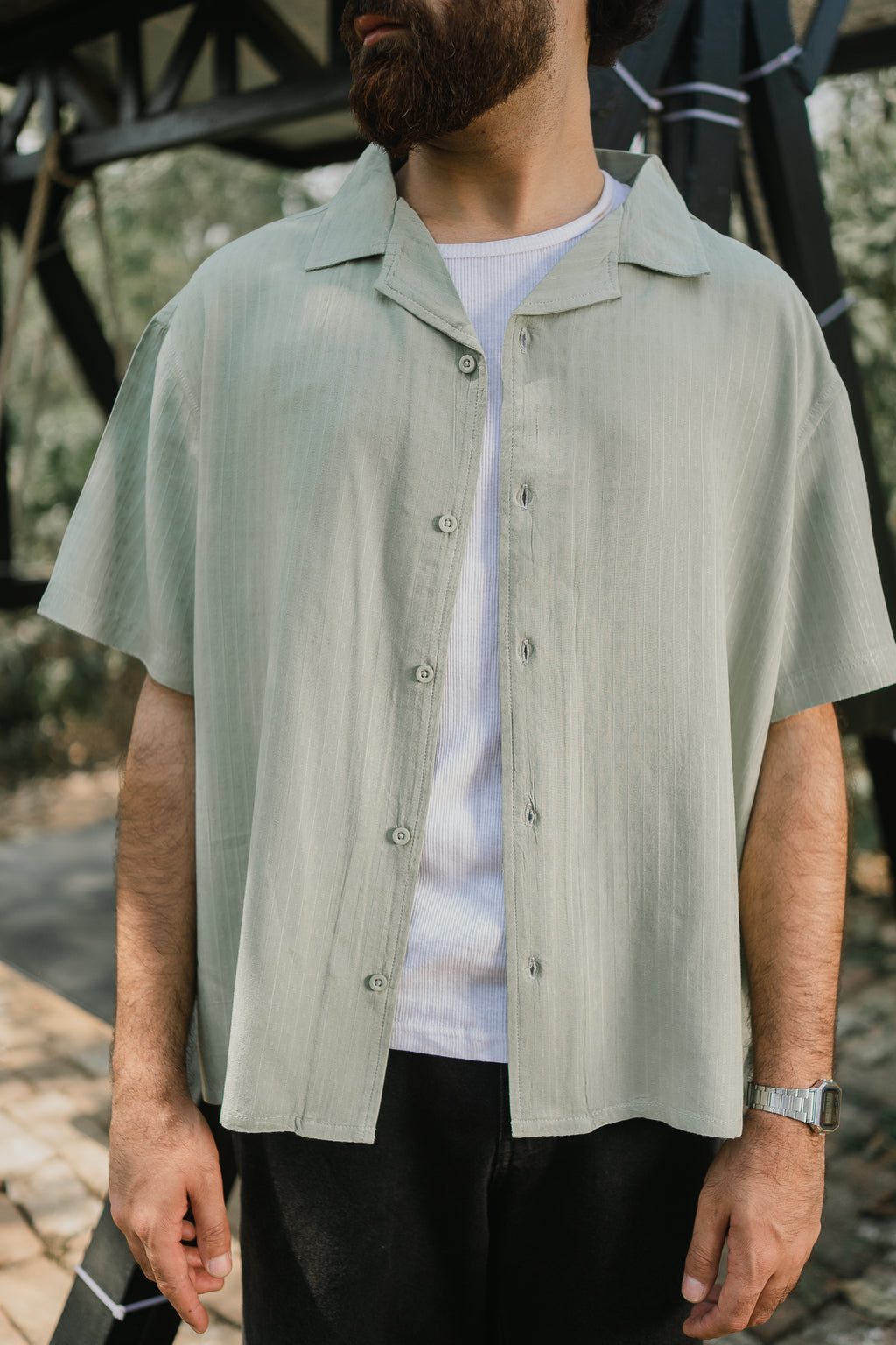 Revere Cuba - Sage Jacquard Cuba - Revere Shirt For Men