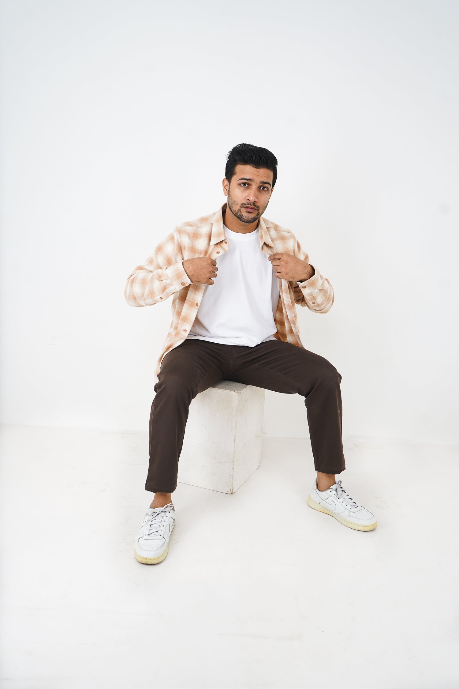 Flannel Shirt for Men - Beige & Off White