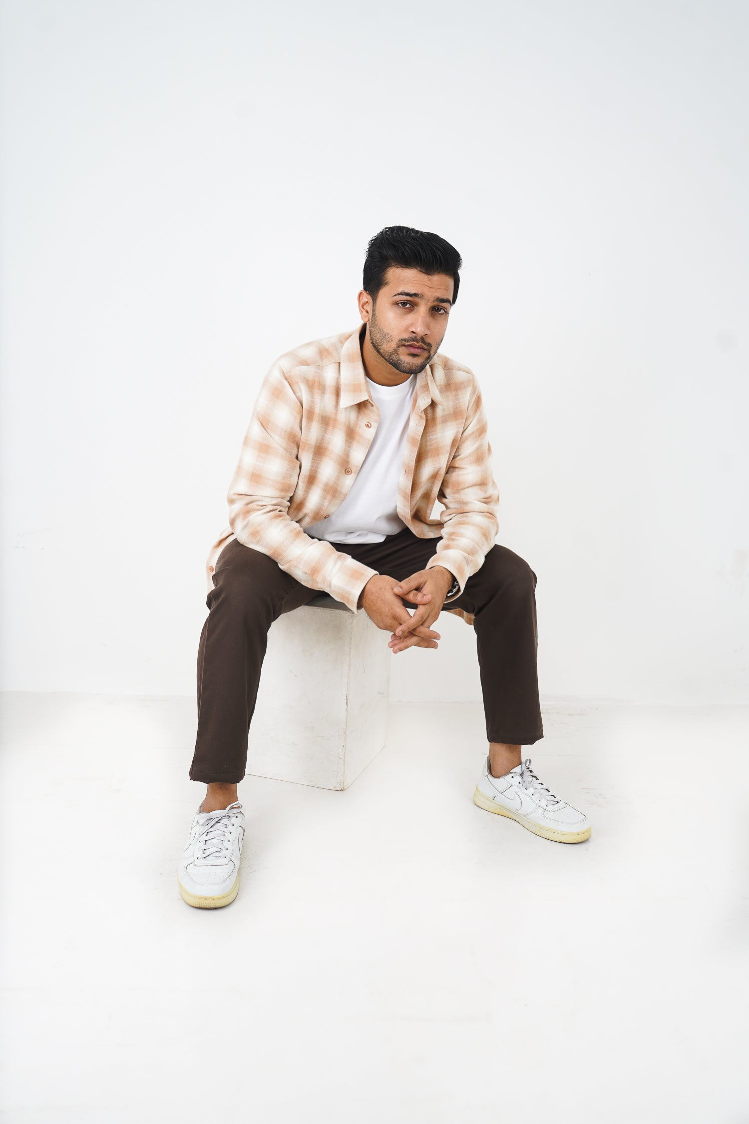Flannel Shirt for Men - Beige & Off White