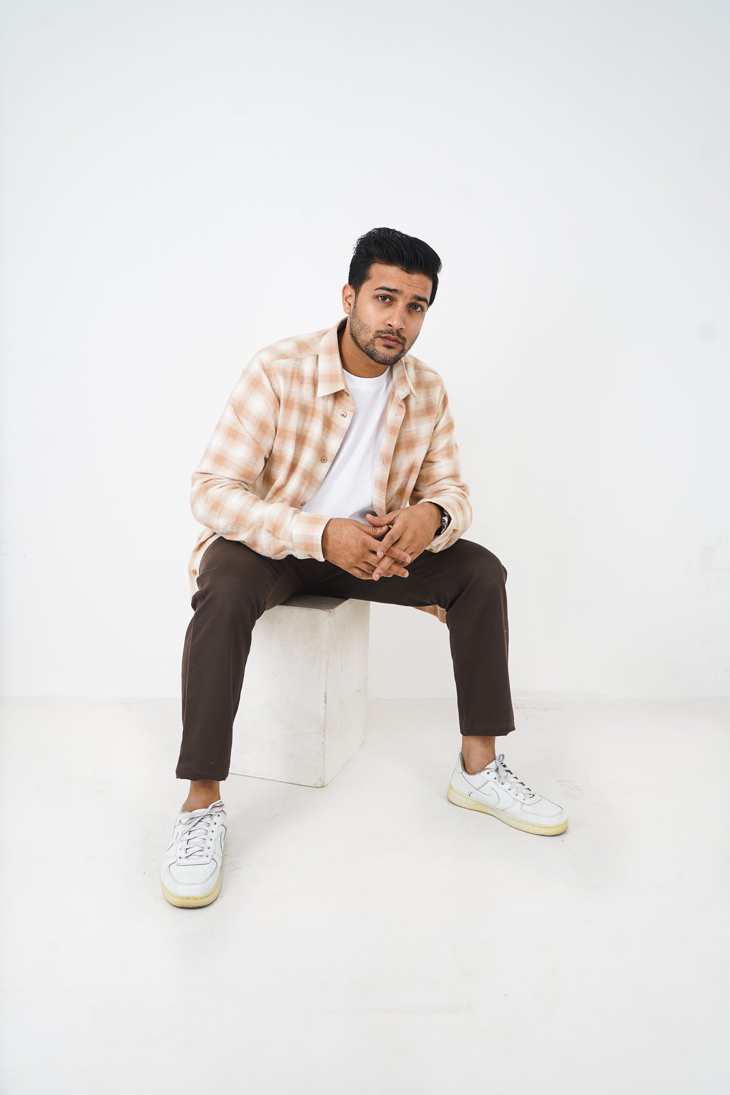 Flannel Shirt for Men - Beige & Off White