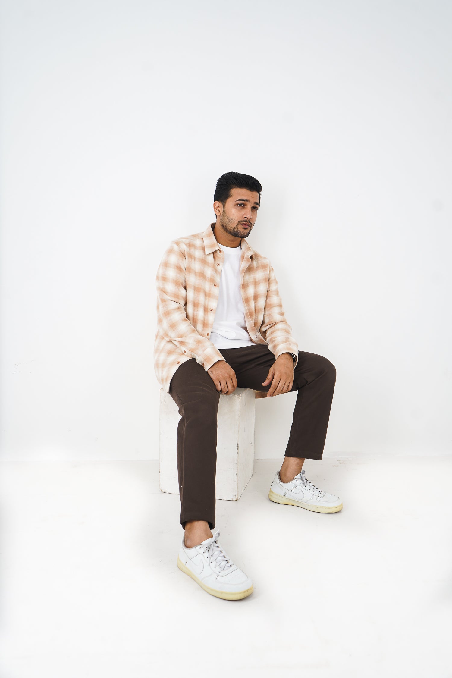 Flannel Shirt for Men - Beige & Off White