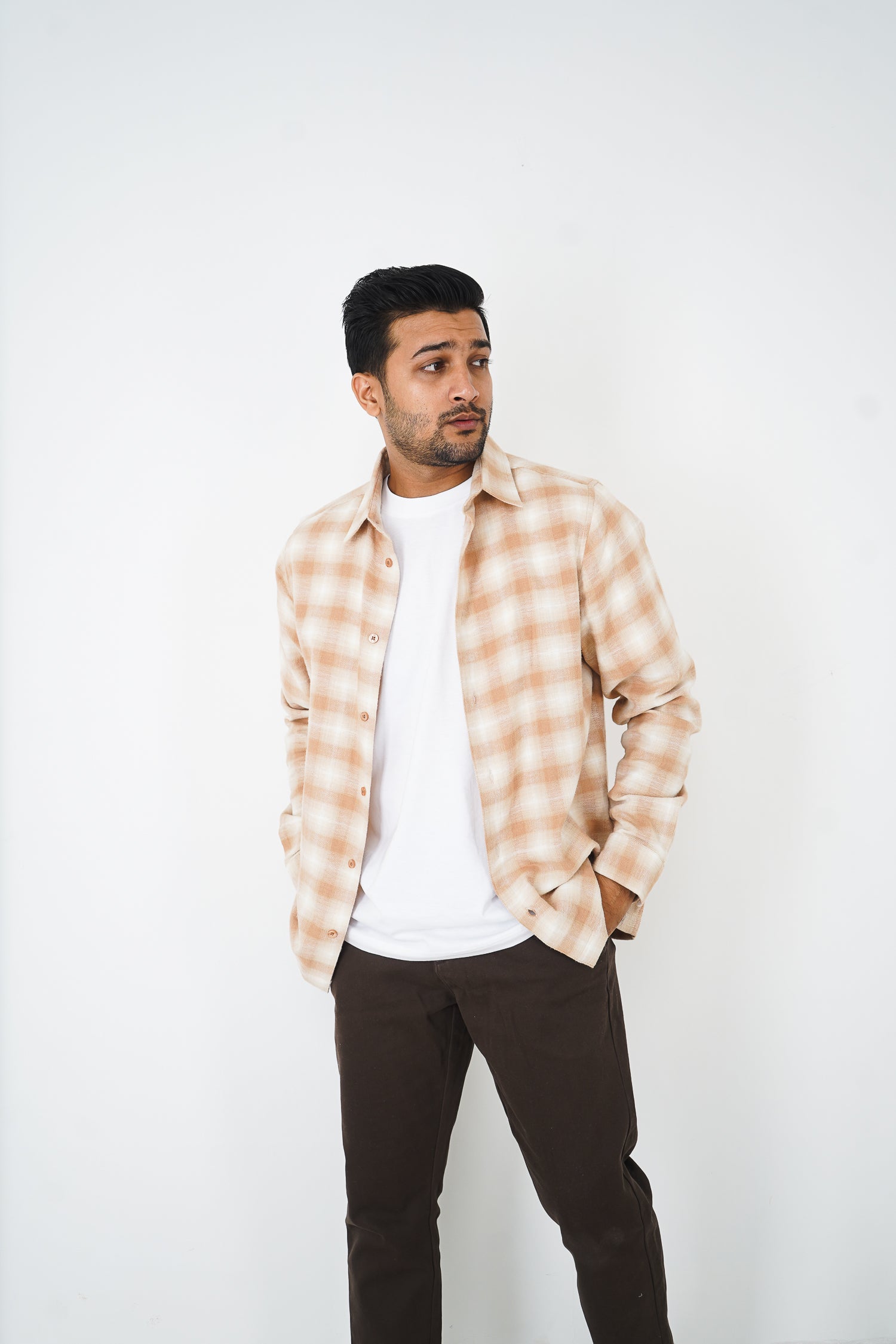 Flannel Shirt for Men - Beige & Off White