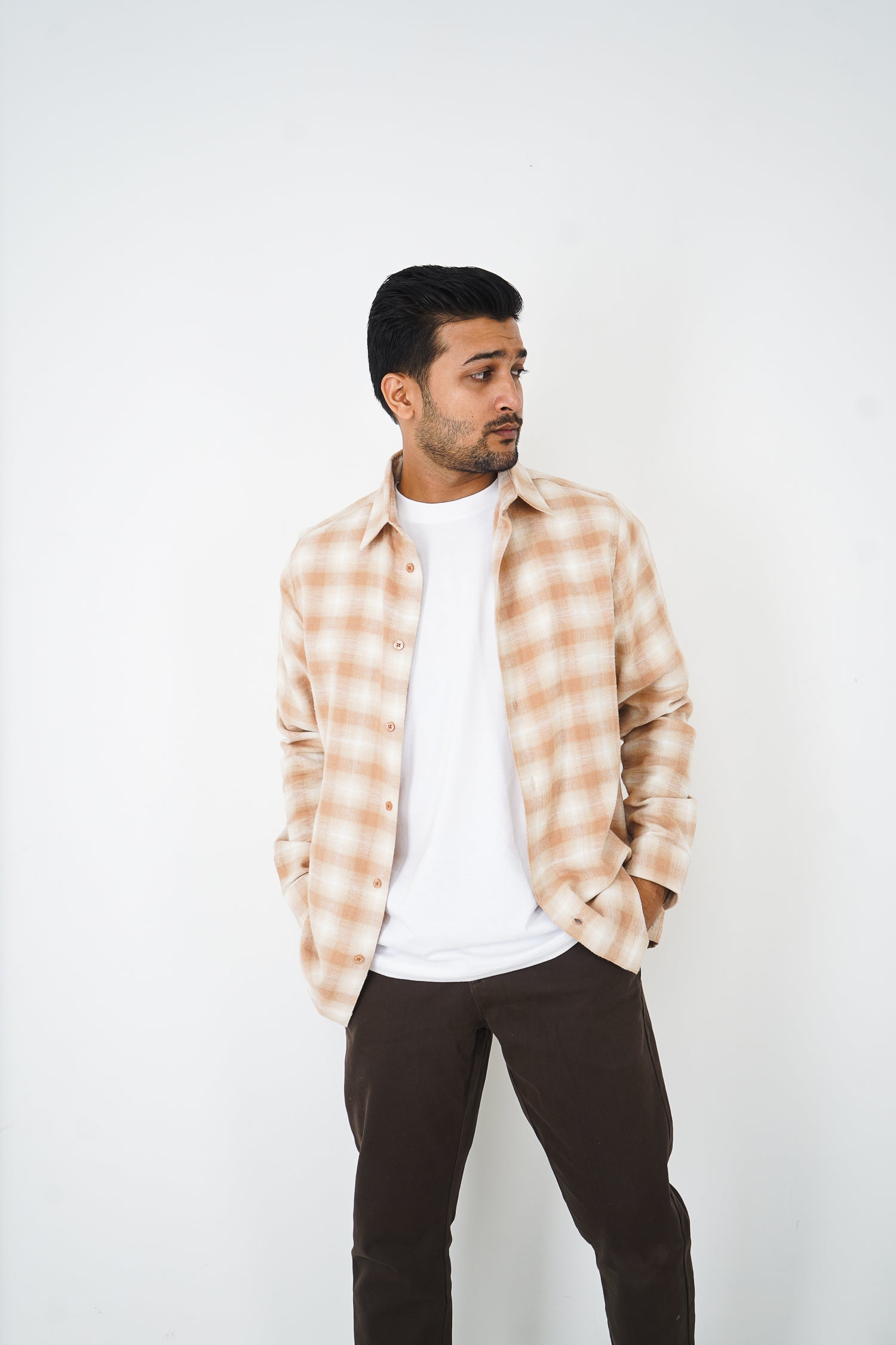 Flannel Shirt for Men - Beige & Off White