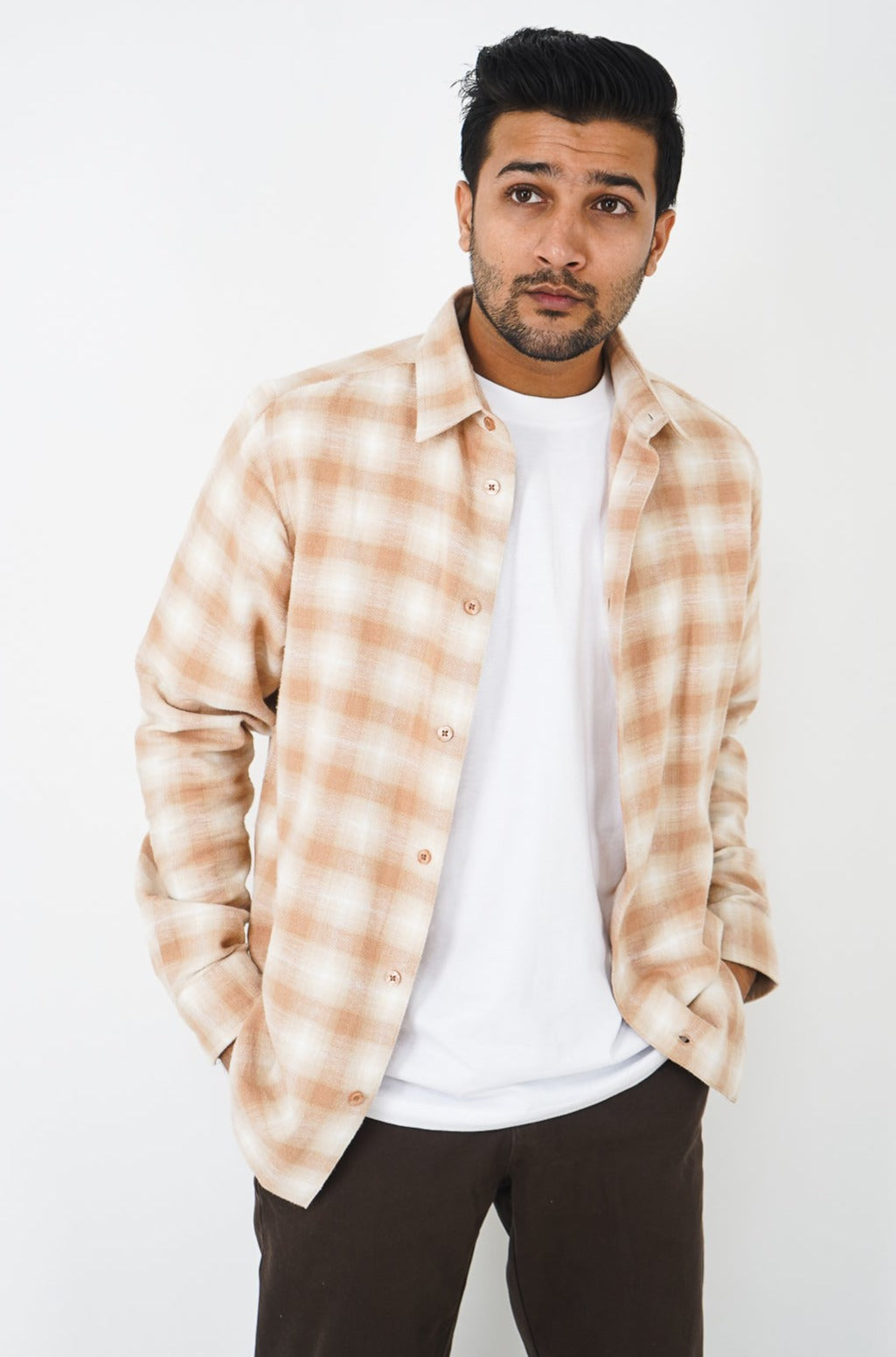 Flannel Shirt for Men - Beige & Off White