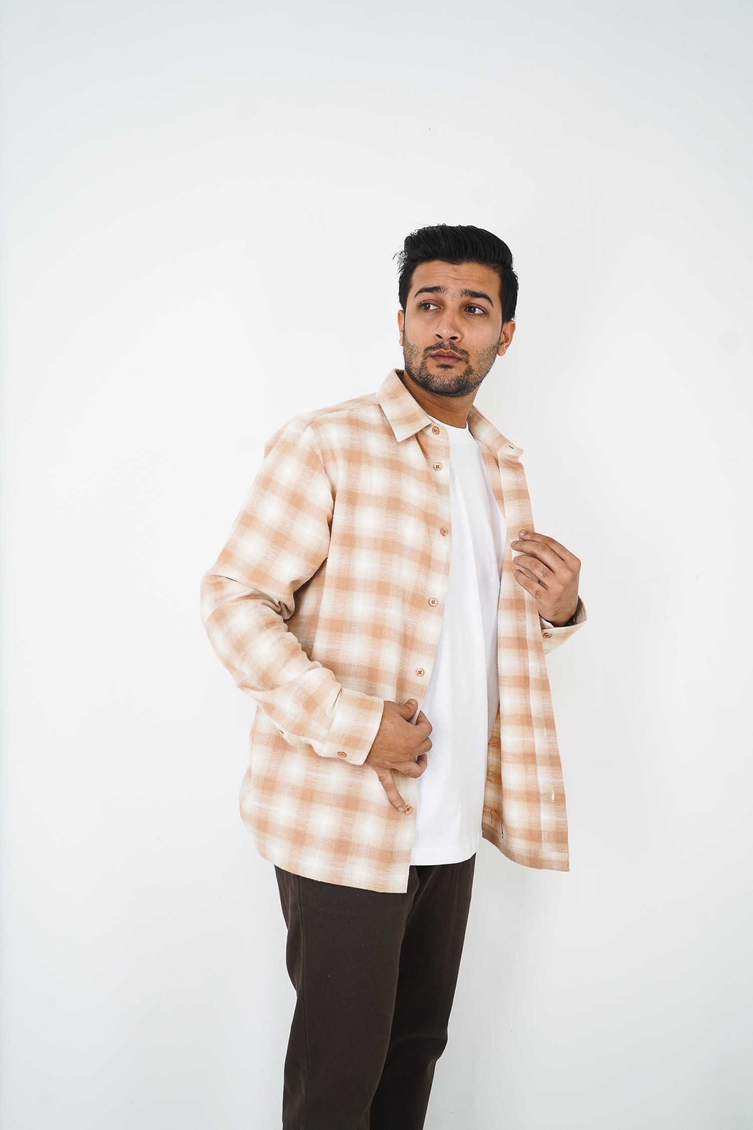 Flannel Shirt for Men - Beige & Off White