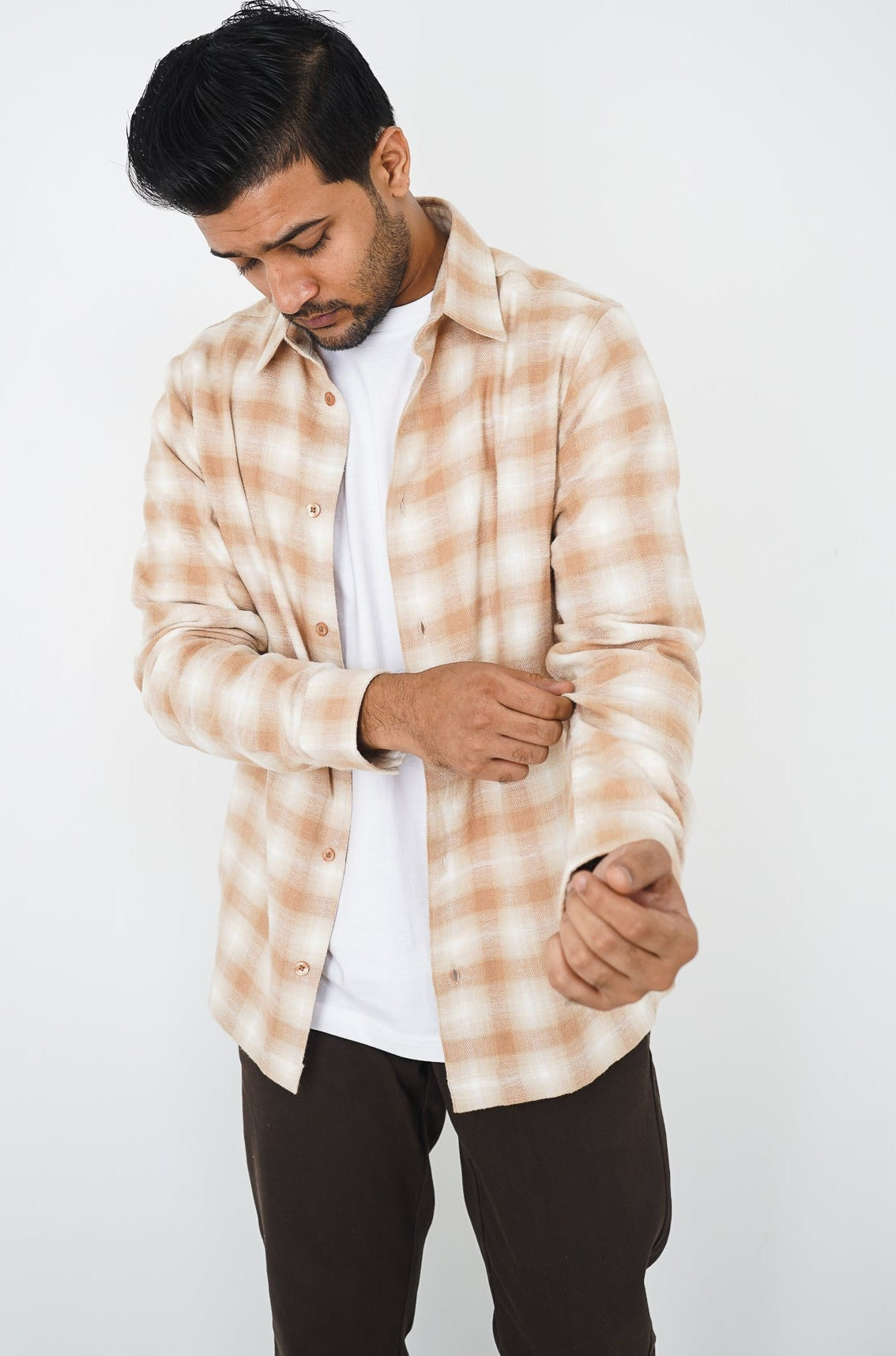Flannel Shirt for Men - Beige & Off White