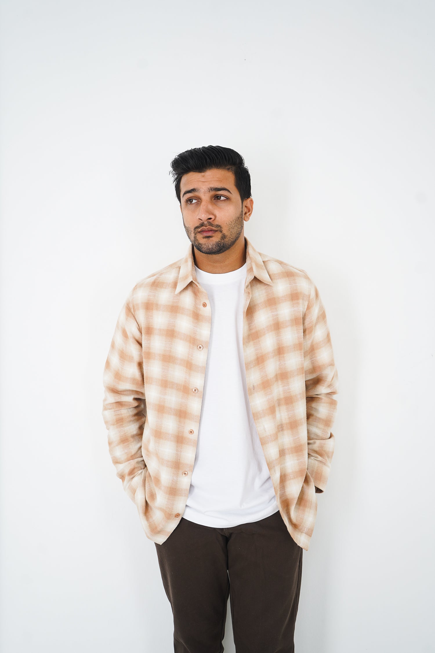 Flannel Shirt for Men - Beige & Off White