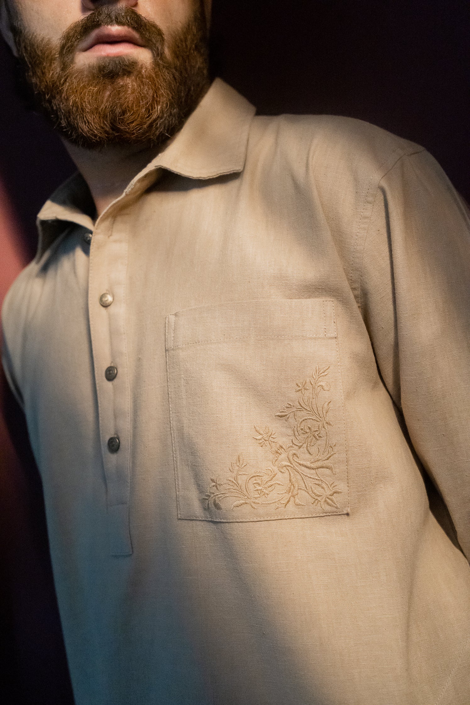 Areez - Warm Sand Embroidered Kabli