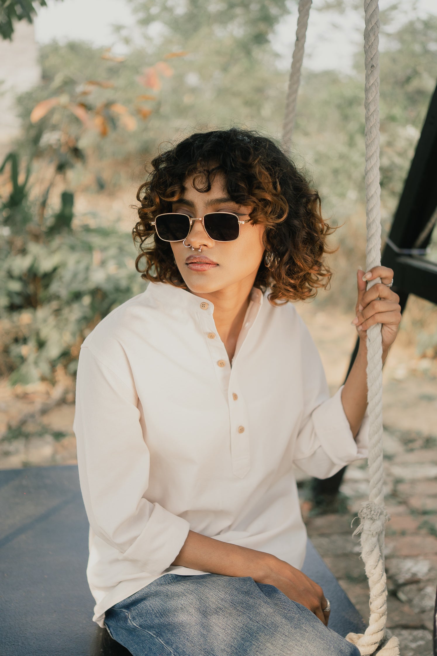 Oxford Henley - Katua - Unisex - Cream