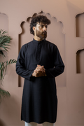 Gurbaz - Midnight Black Embroidered Panjabi