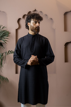 Gurbaz - Midnight Black Embroidered Panjabi