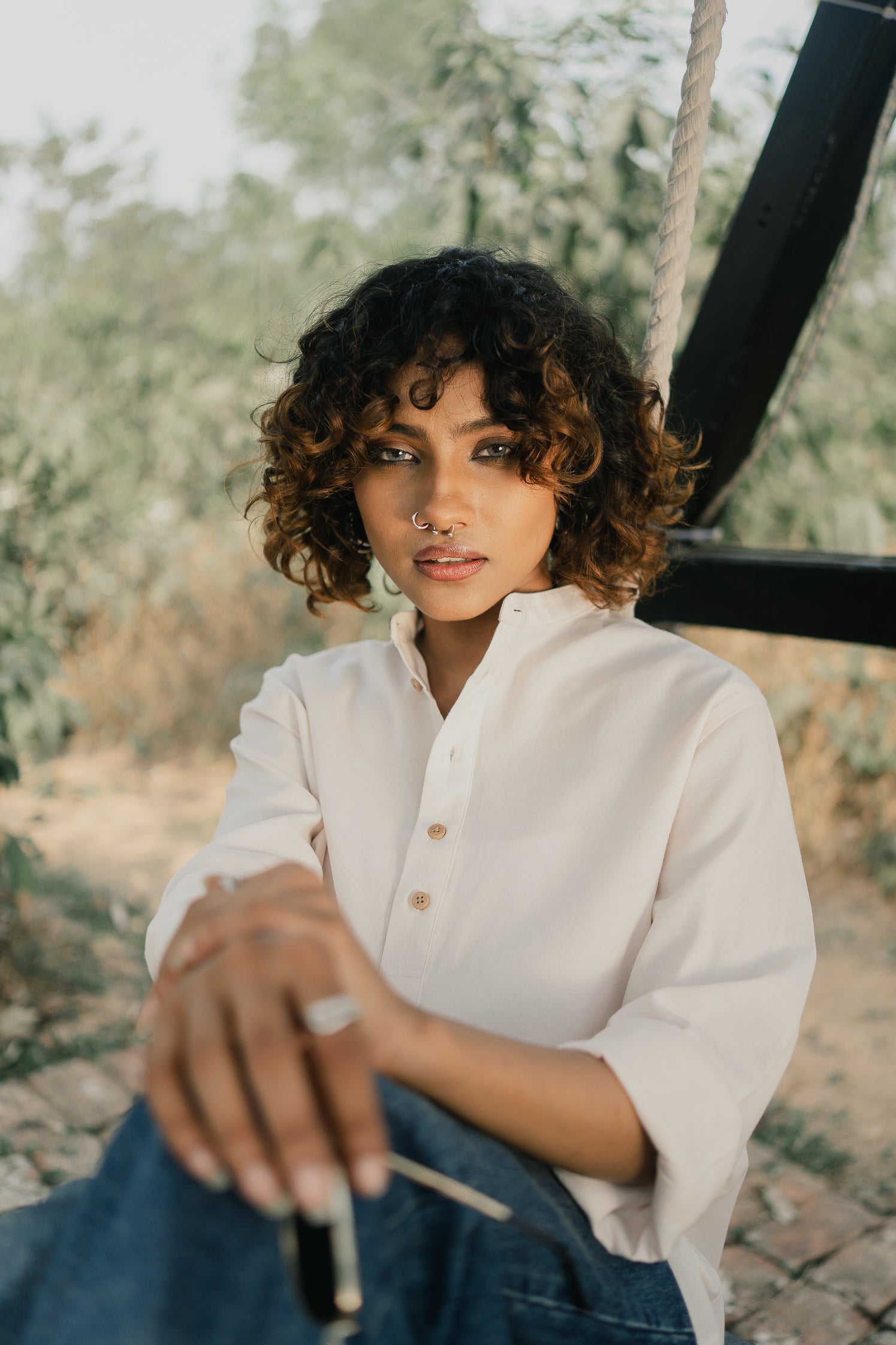 Oxford Henley - Katua - Unisex - Cream