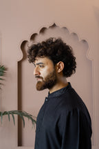 Gurbaz - Midnight Black Embroidered Panjabi