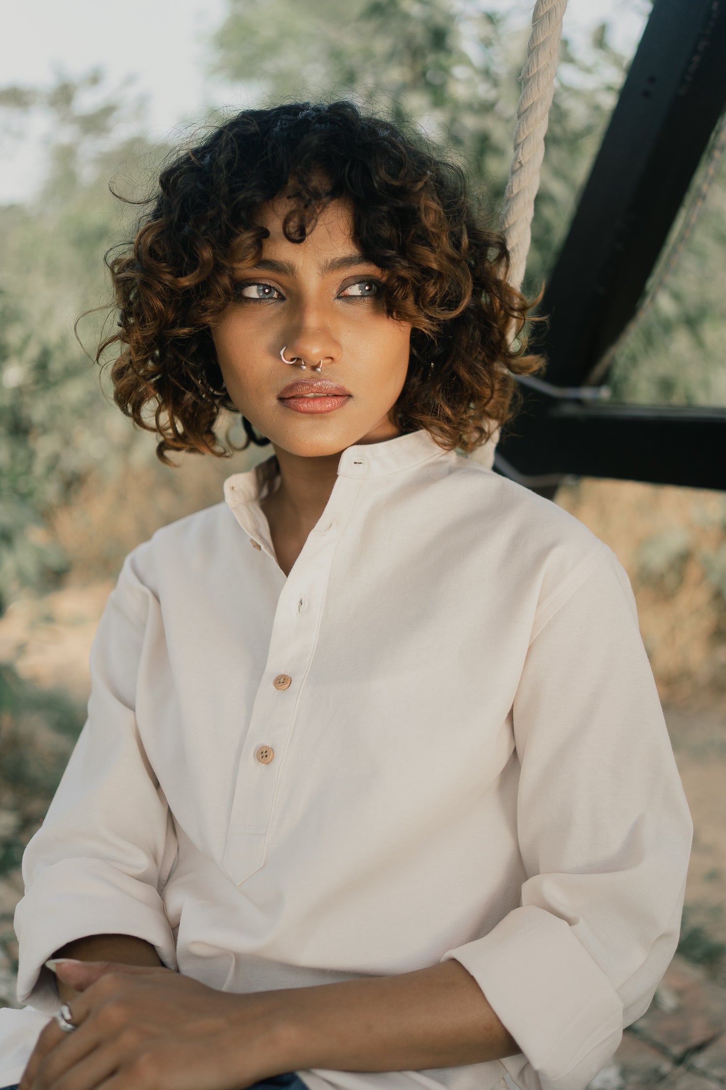 Oxford Henley - Katua - Unisex - Cream