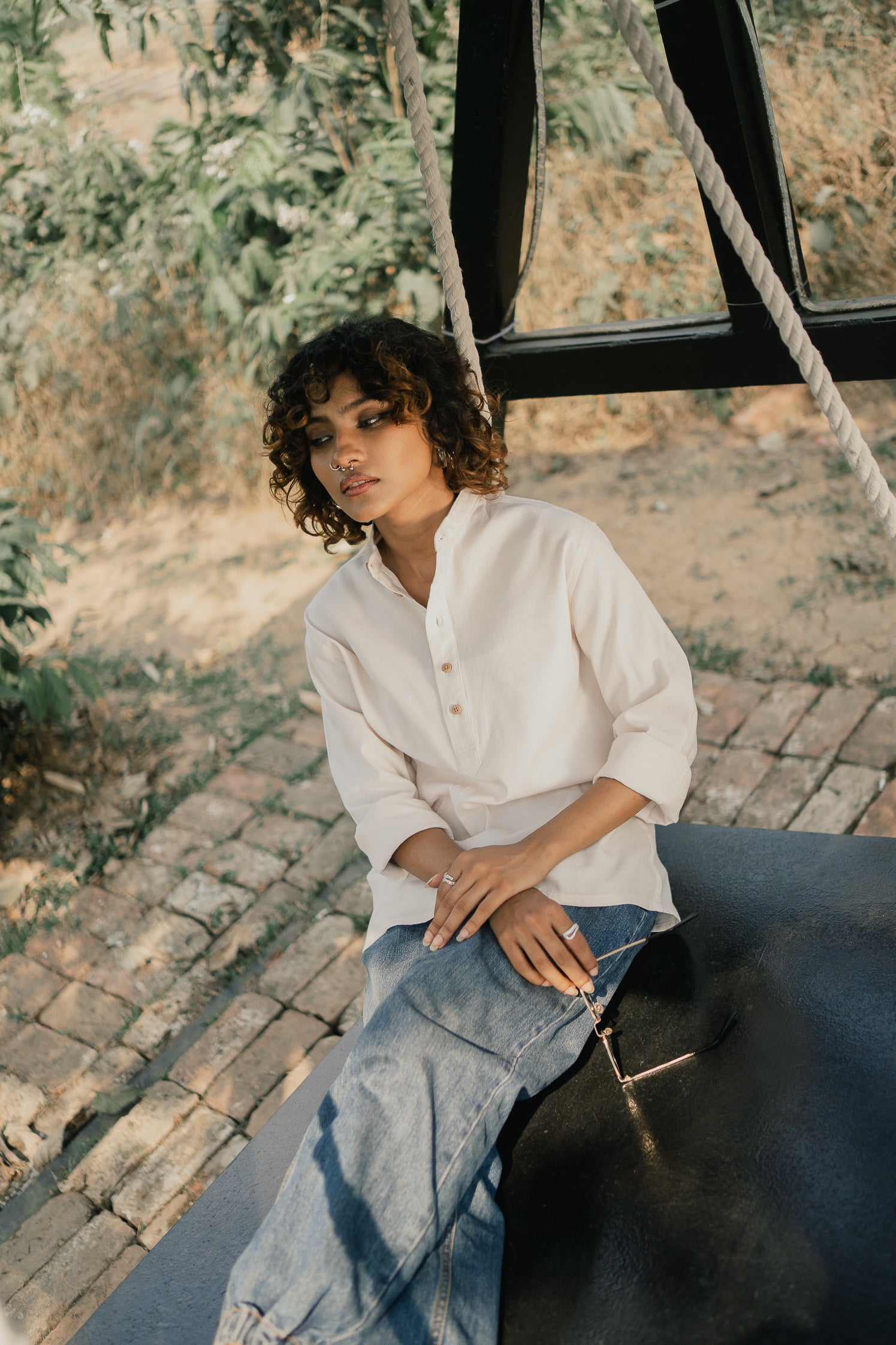 Oxford Henley - Katua - Unisex - Cream