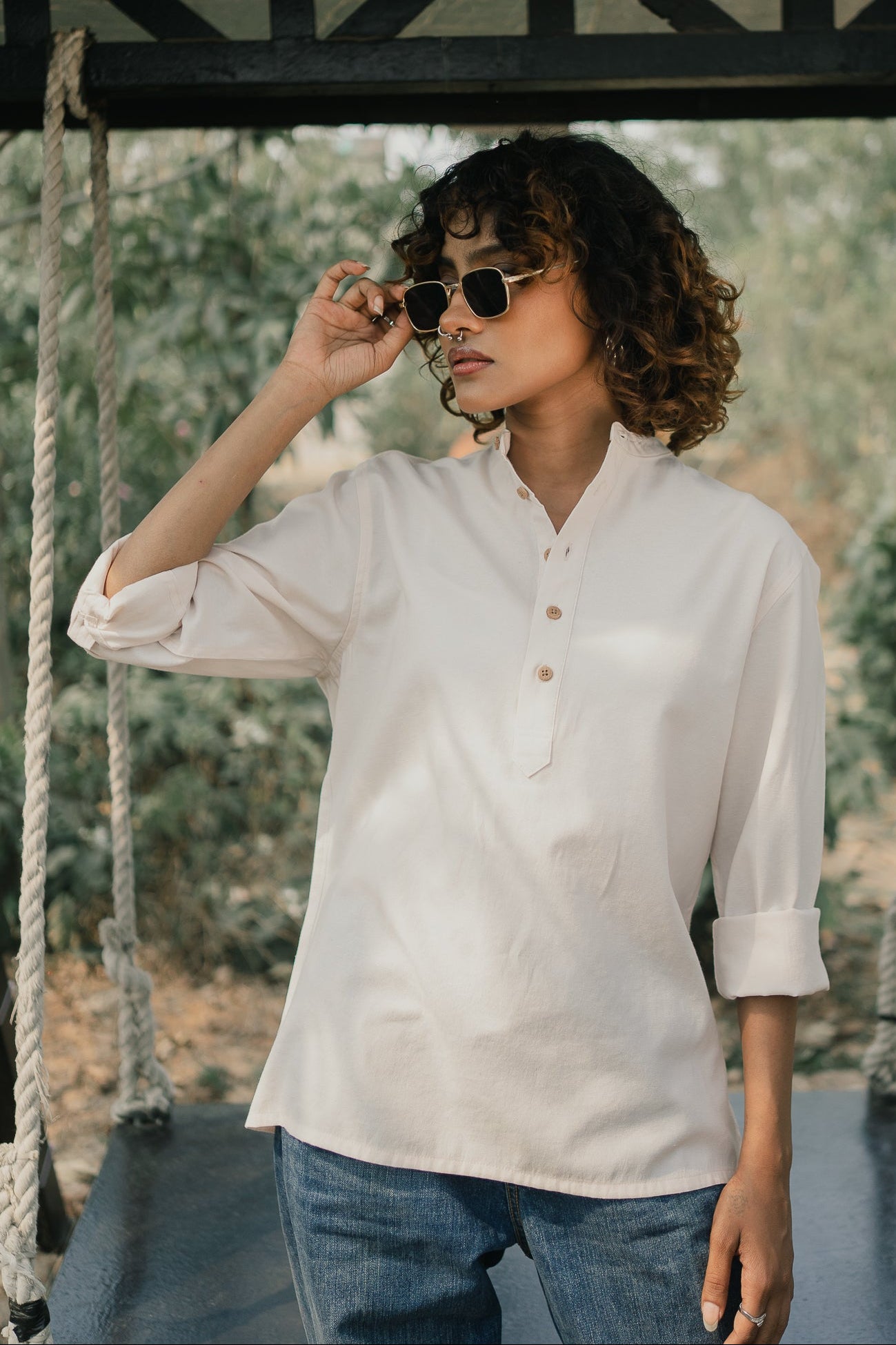 Oxford Henley - Katua - Unisex - Cream