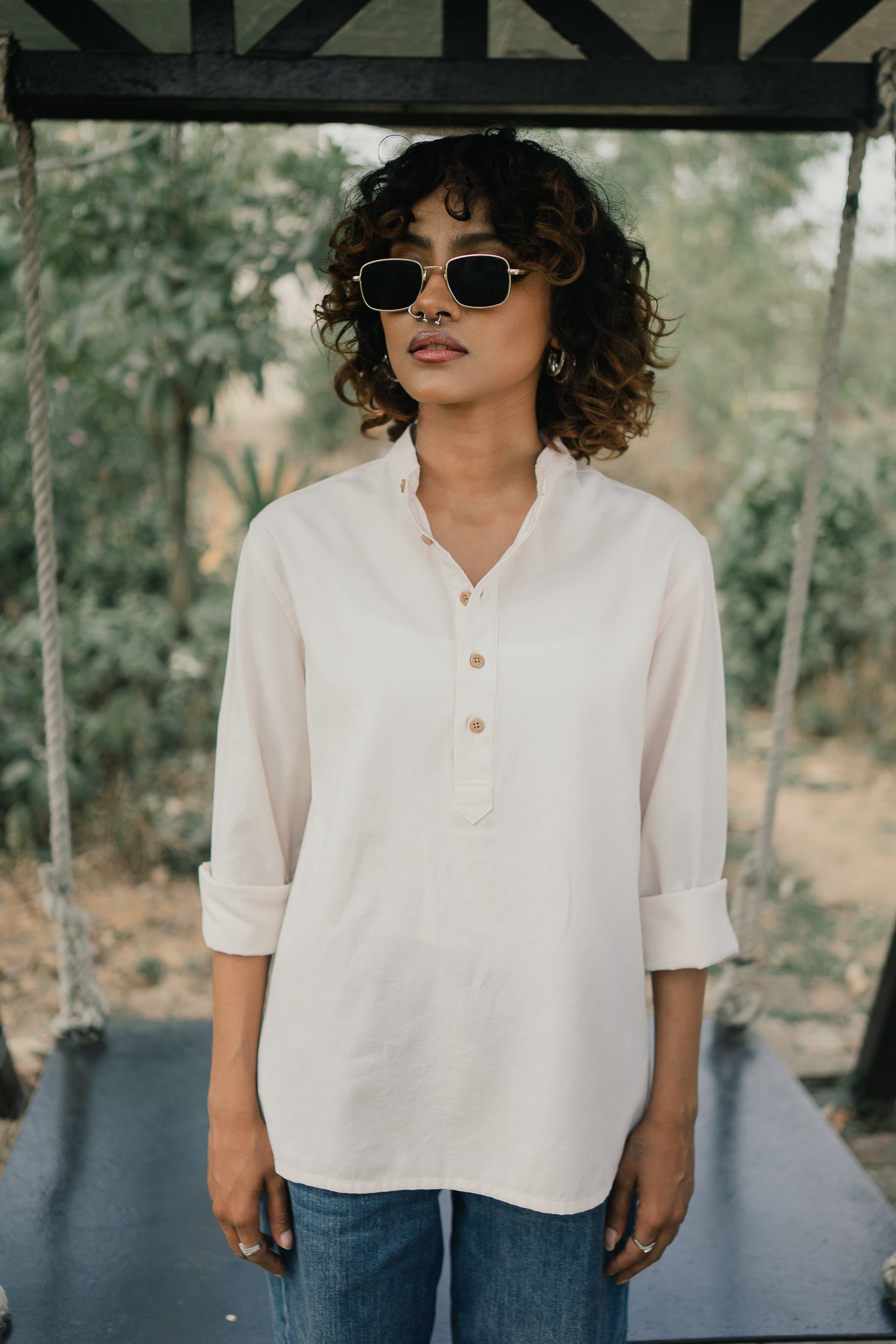 Oxford Henley - Katua - Unisex - Cream