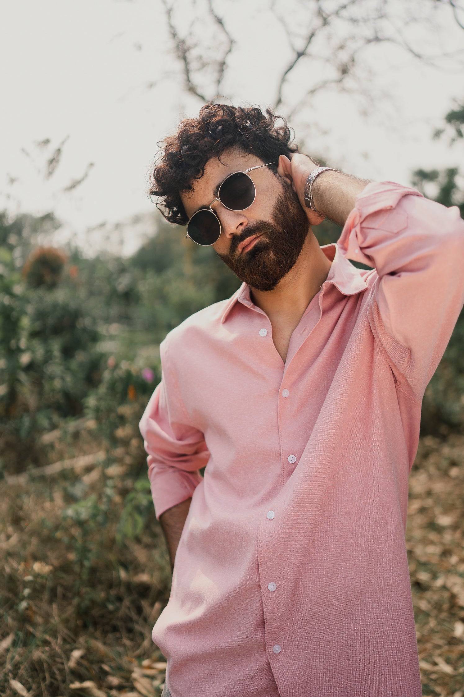 Oxford Shirt for Men - Light Peach
